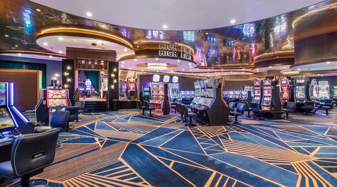 Modern urban casino hotel with skyline views and high-end gaming facilities